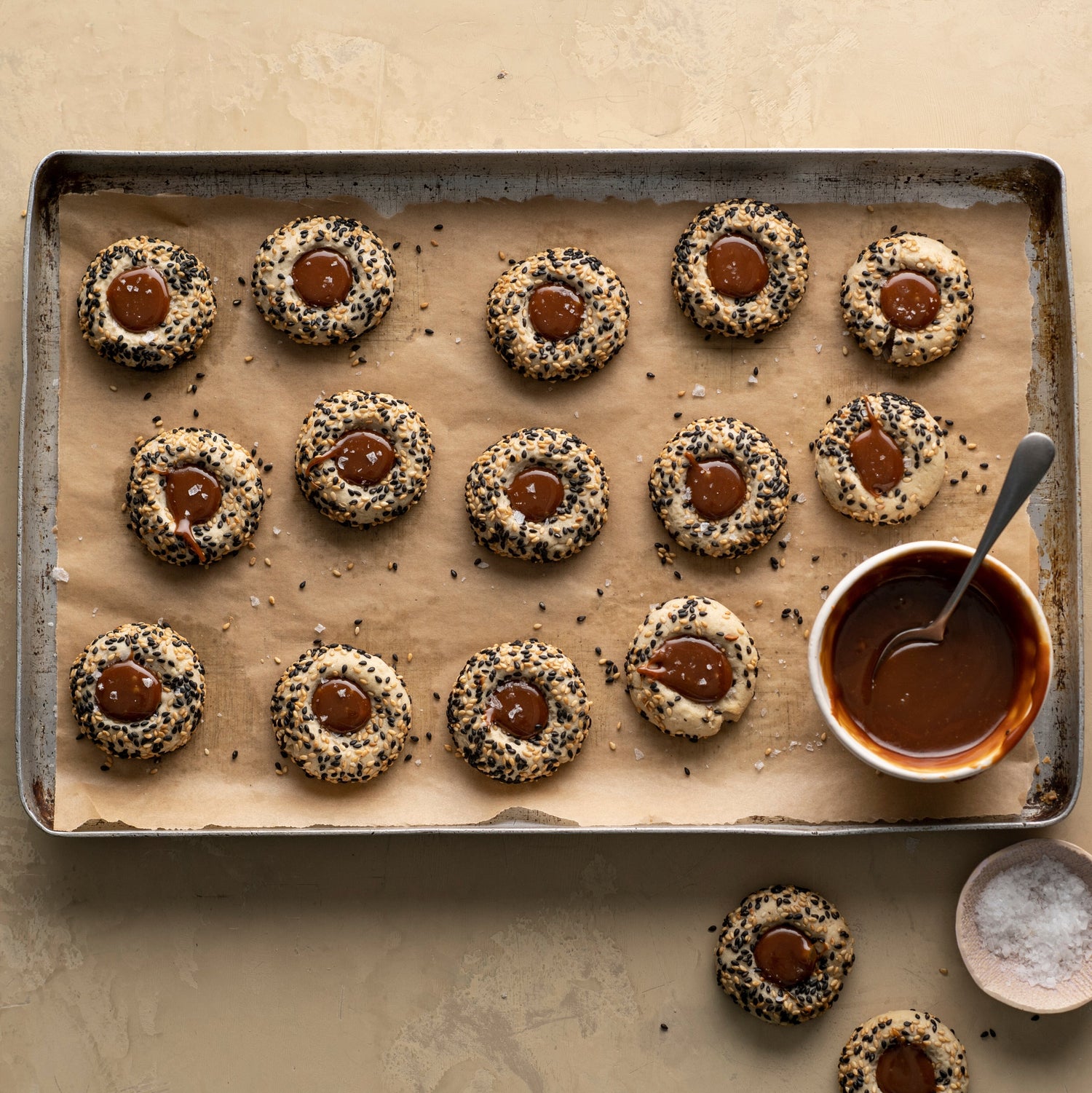Triple Sesame Thumbprint Cookies
