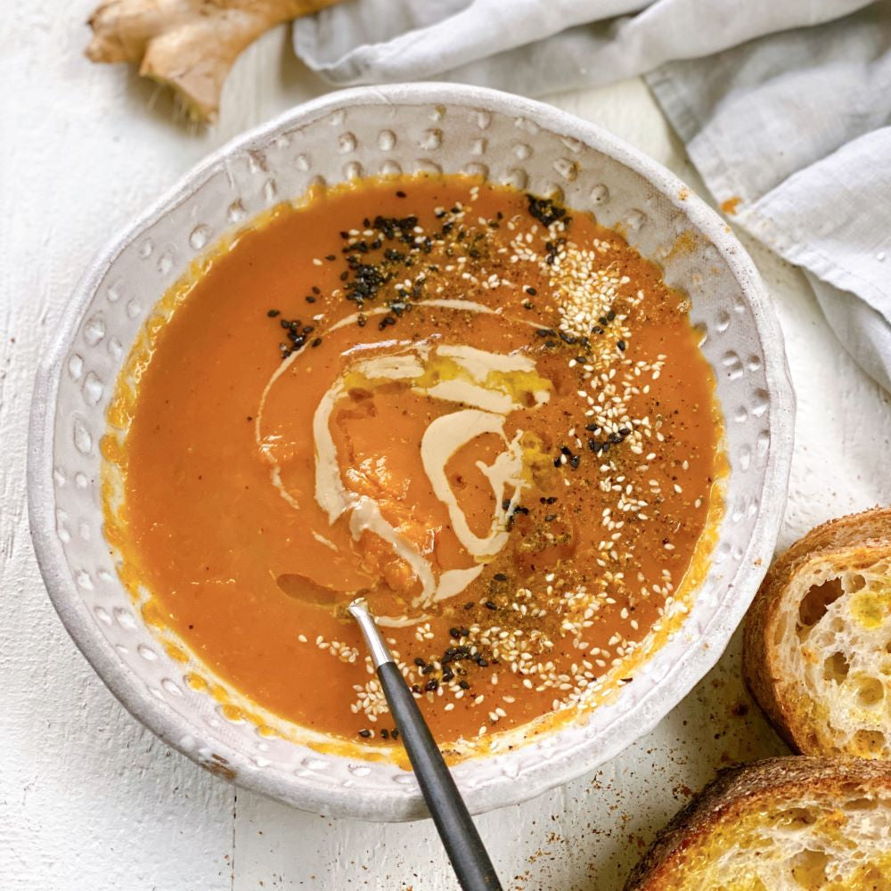 Spiced Roast Butternut Soup with a Tahini Swirl