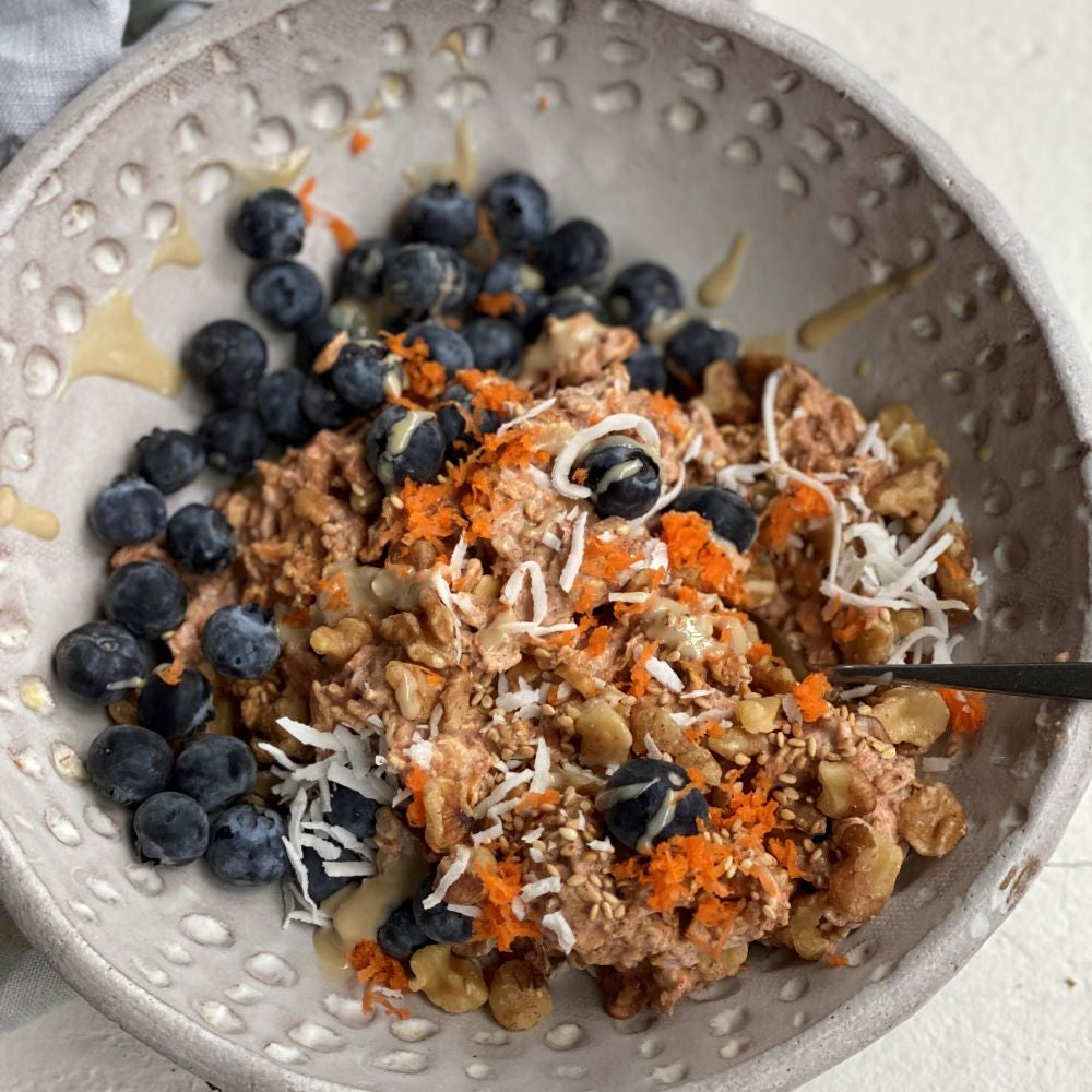 Carrot Cake Overnight Oats with Tahini