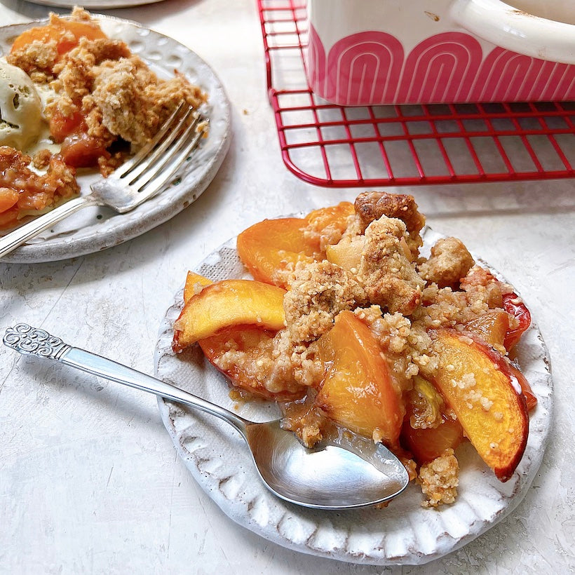 Tahini-Peach Cobbler