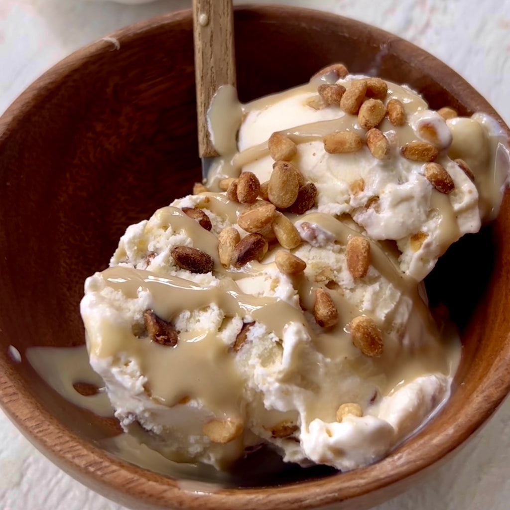 Salty Tahini and Pine Nut Ice Cream