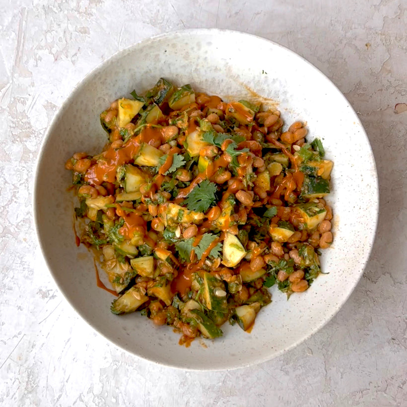 Spicy Tahini & Kimchi Sesame Bean Salad