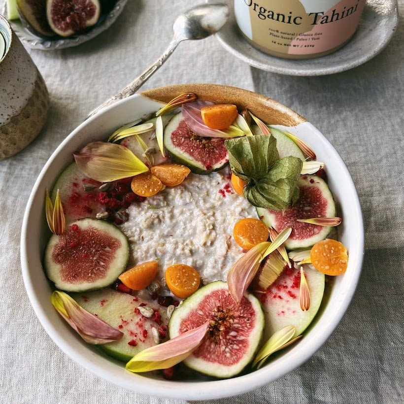 Fruitful Overnight Oats with Tahini Drizzle