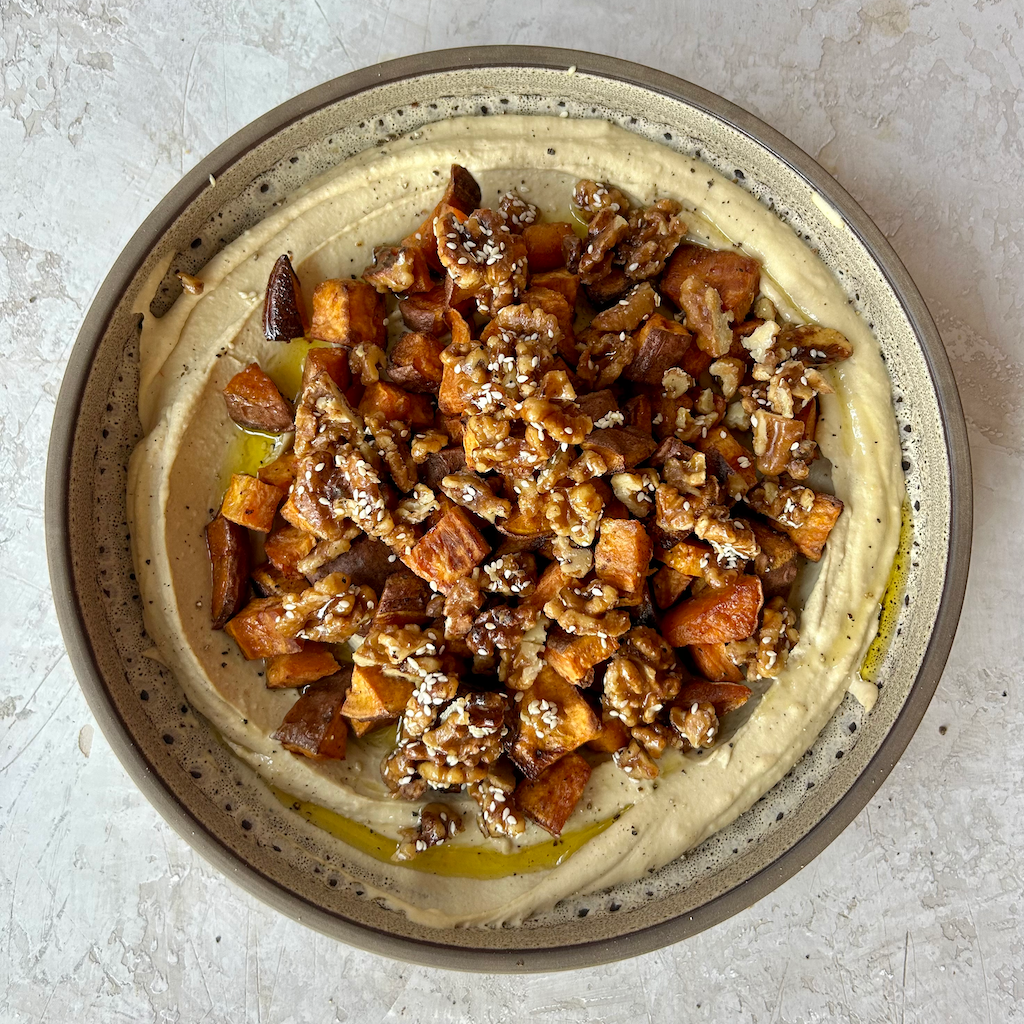 Hummus with Sweet Potatoes & Toasted Walnuts