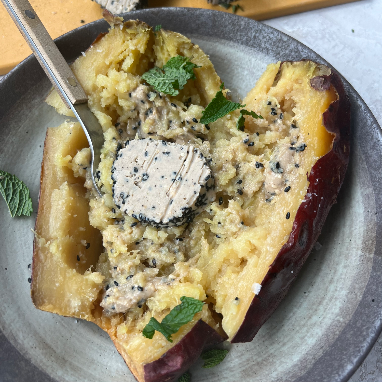 Tahini Lime Browned Butter with Baked Sweet Potato