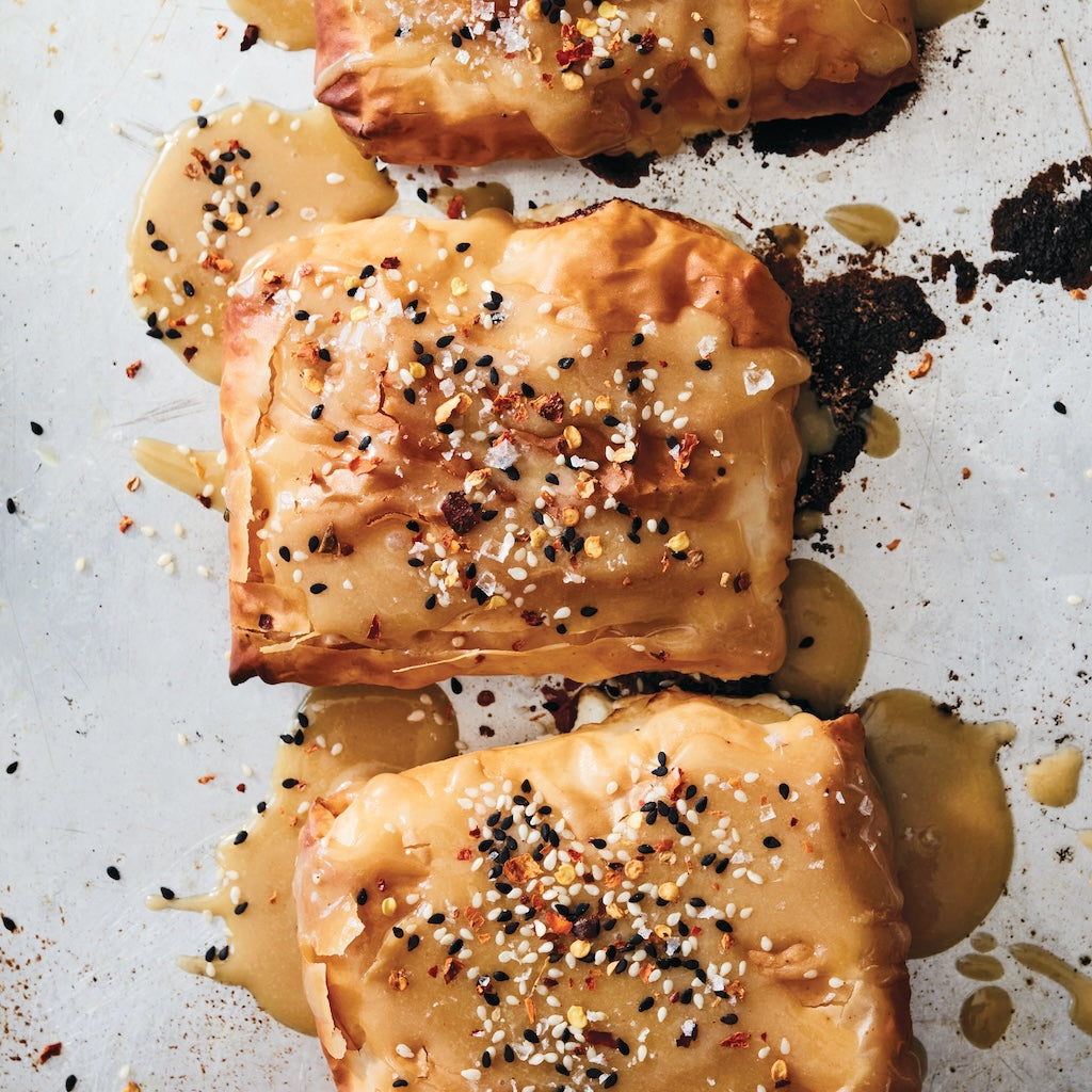 Phyllo-Wrapped Feta with Tahini-Honey