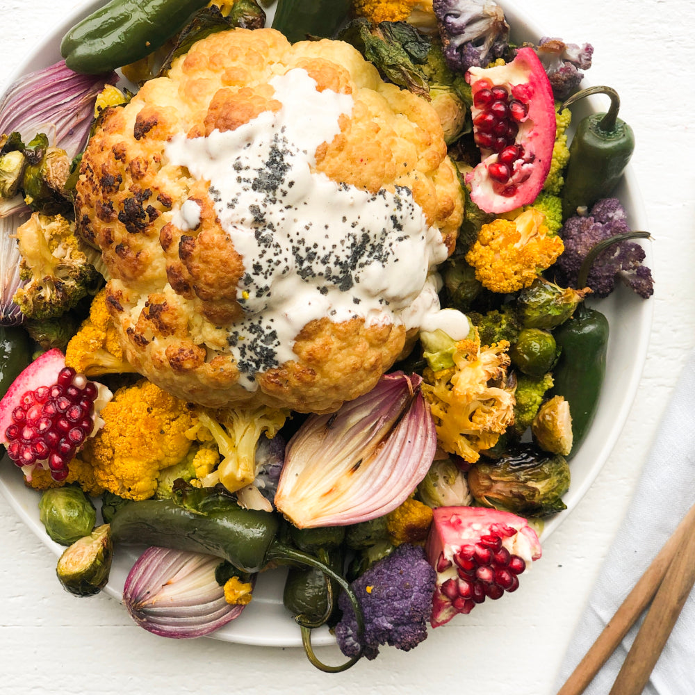 Roasted Spring Veggies With Tahini Sauce