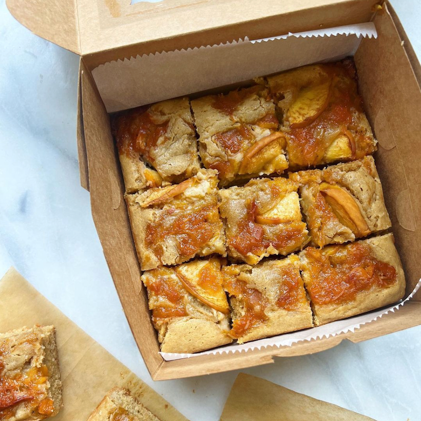 Olivia Mack McCool's Roasted Peach-Tahini Blondies