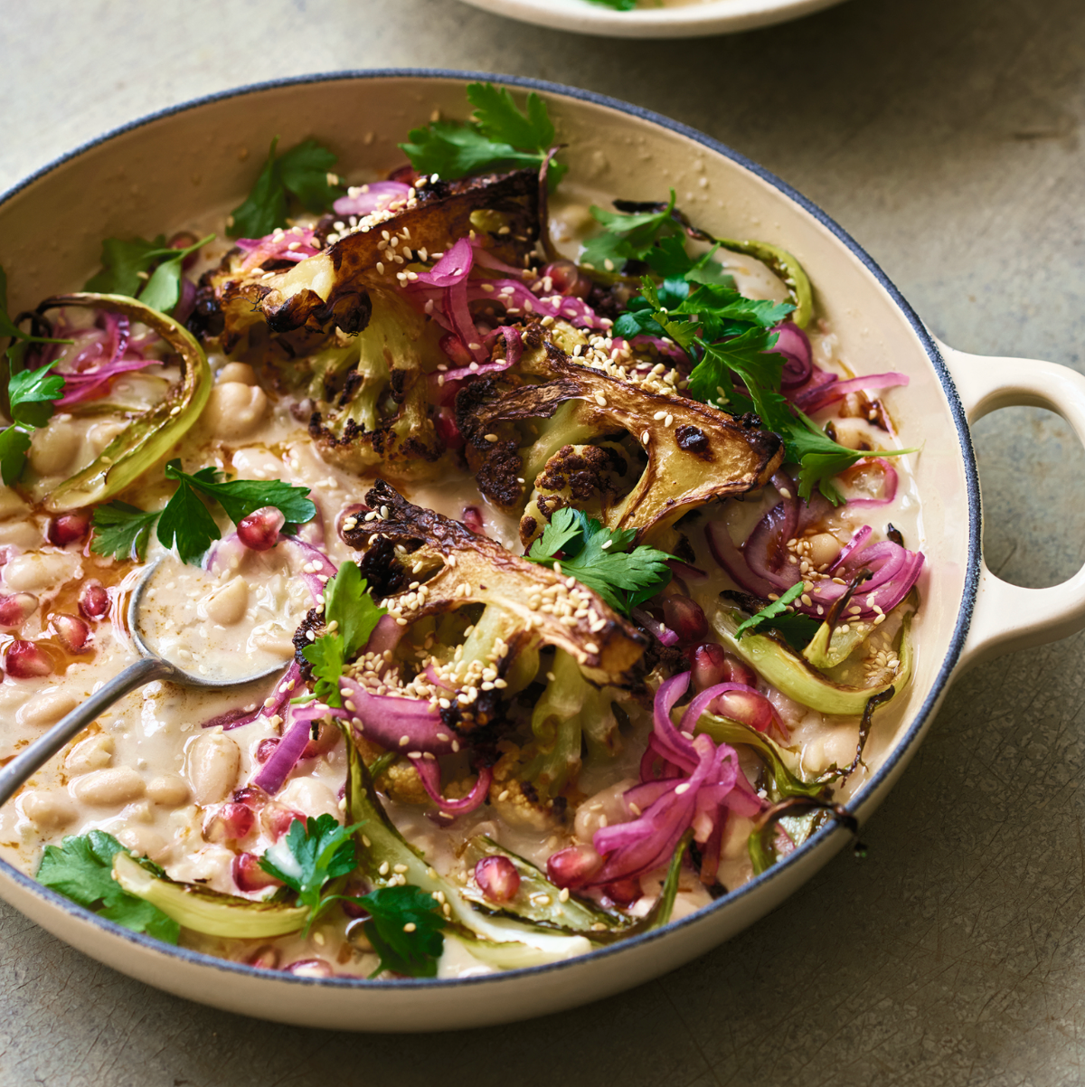 Natalia Rudin's Charred Cauliflower on Sesame Beans
