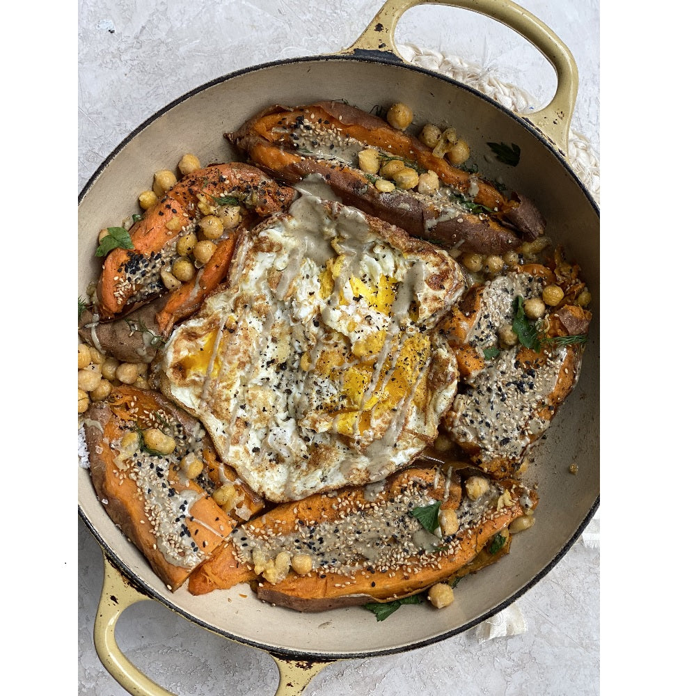 Za’atar Tahini Roasted Sweet Potatoes