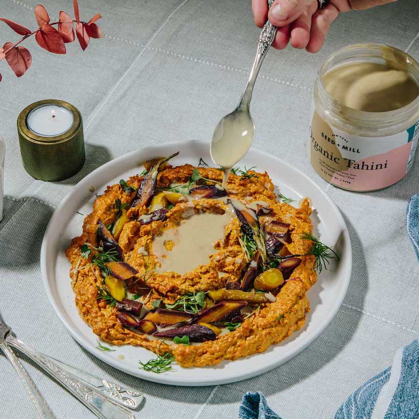 Sweet & Spicy Roasted Carrot & Tahini Dip