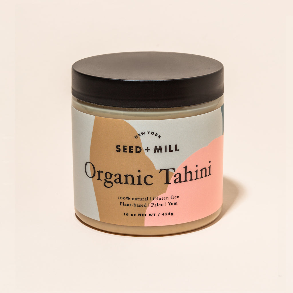 A jar of organic tahini.