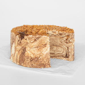 A dark chocolate toasted coconut halva cake.