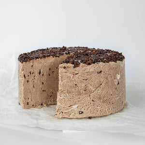 A cocoa nibs halva cake.