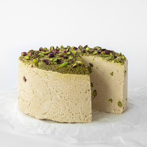 A pistachio halva cake.